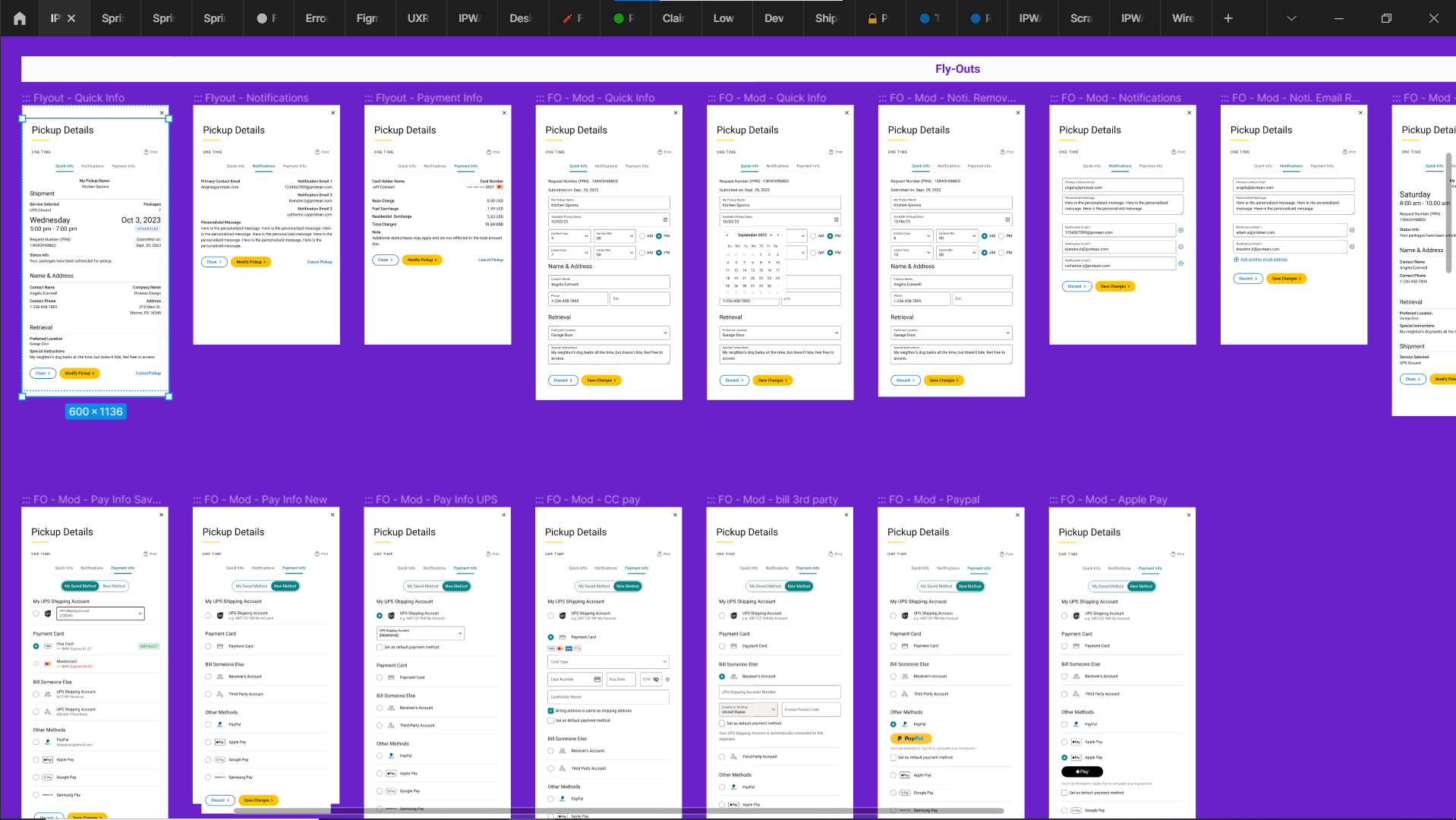 UPS Pick Up project board — modification and scheduling concepts