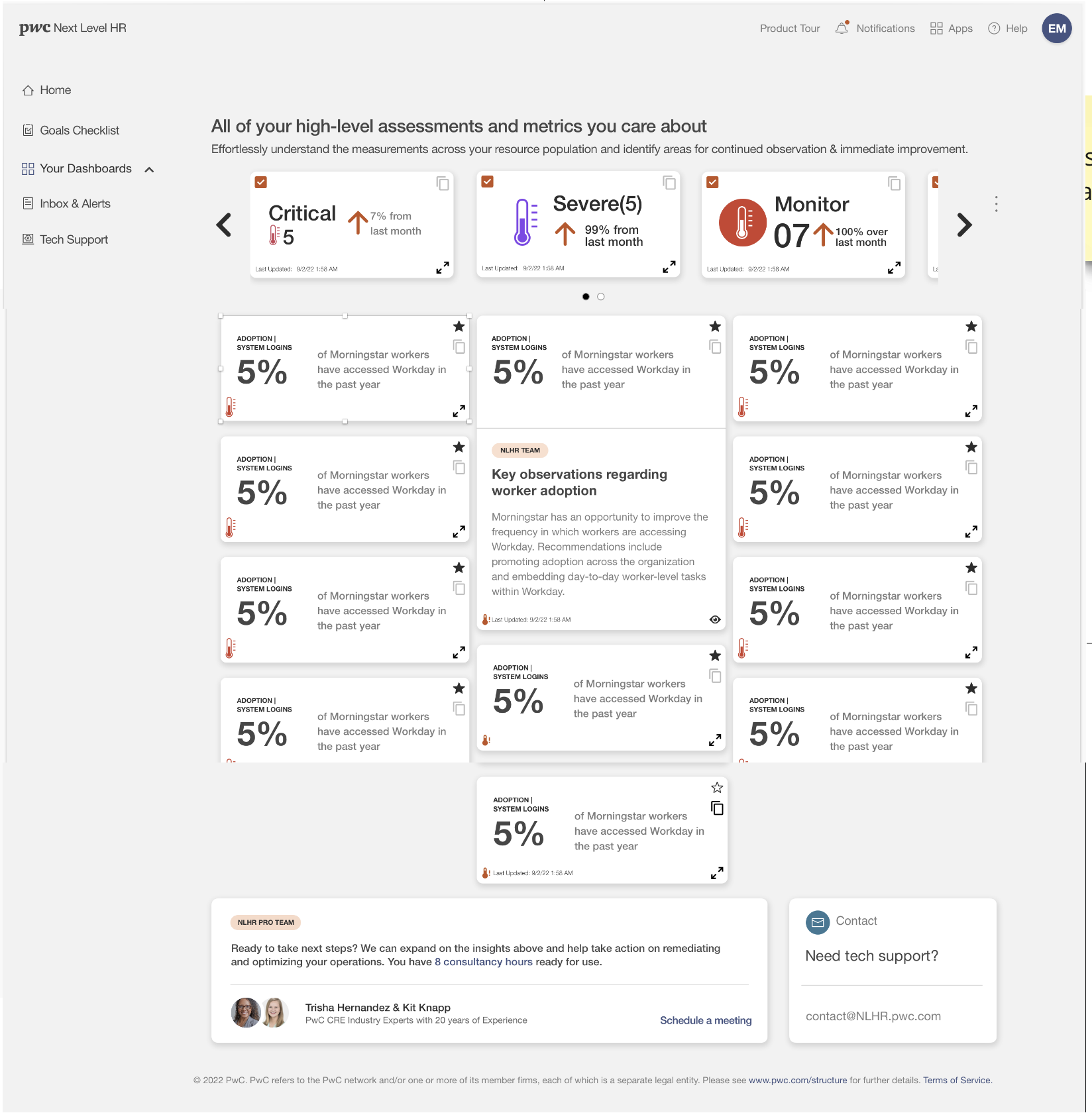 PwC Next Level HR — prototype flow diagram