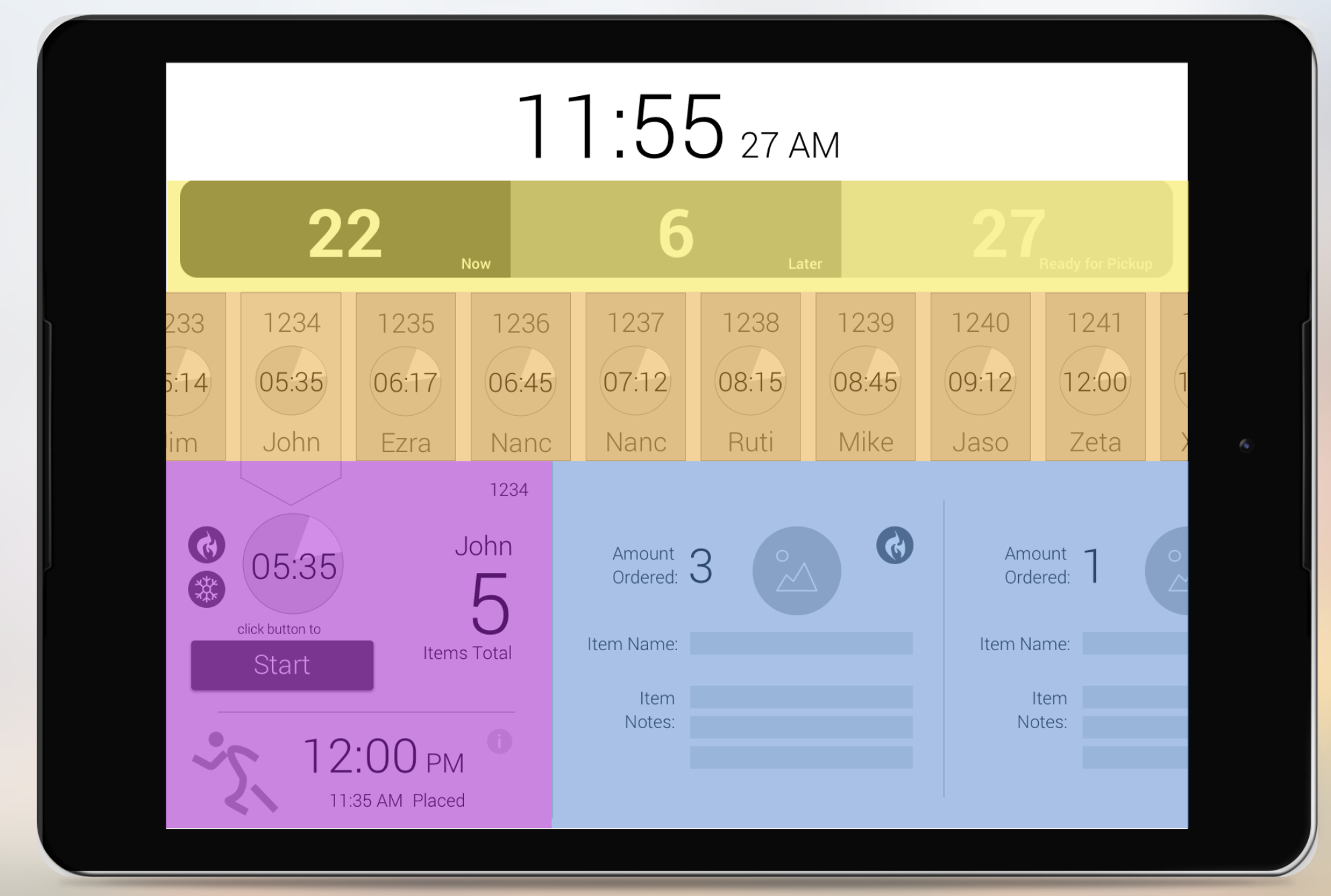 7-Eleven terminal ordering interface — main color-coded sections highlighted